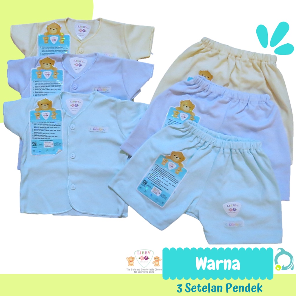 LIBBY 3 Stelan Pendek Warna Size Newborn | 3-6 Bulan