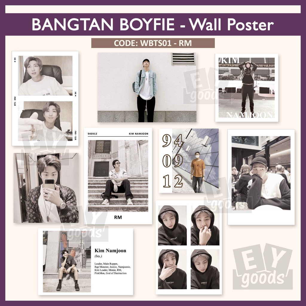 Wall Decor BTS Bangtan Boys BOYFIE Boyfriend Material walldecor Art print postcard poster card dinding kpop jimin jungkook taehyung v suga jin jhope namjoon photocard wall poster deco sticker stiker aesthetic merchandise polaroid mood board hiasan kamar