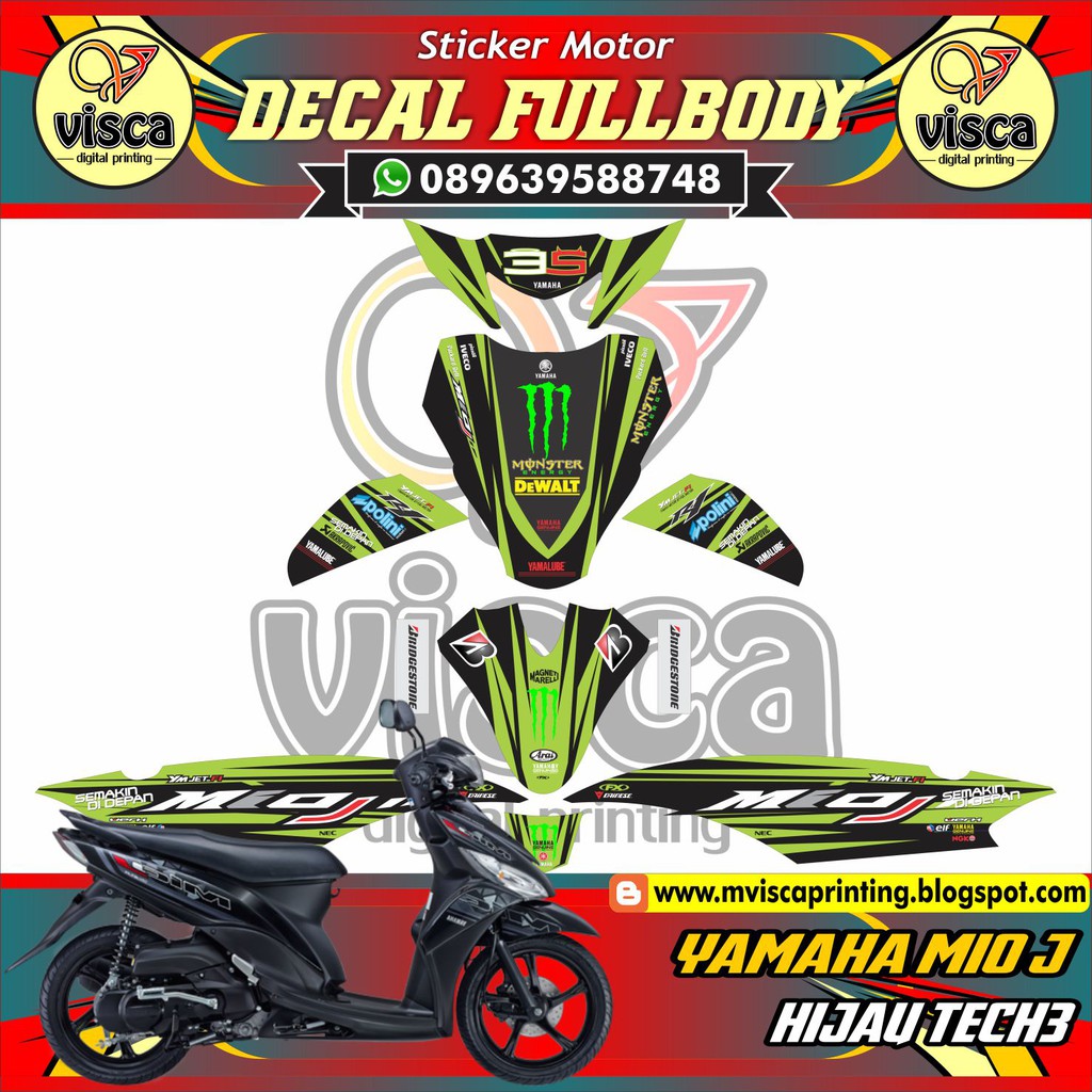 decal YAMAHA MIO J decal YAMAHA MIO J decal YAMAHA MIO J full bodyYAMAHA MIO J HIJAU TECH3