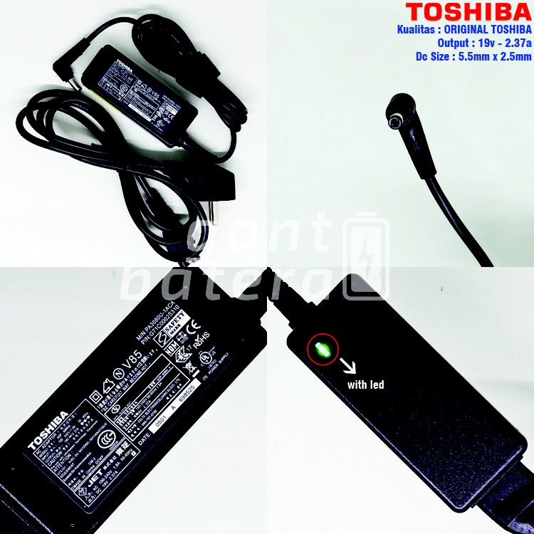 Adaptor Charger Toshiba Portege T210 Series 19V 2.37A 5.5x.2.5mm