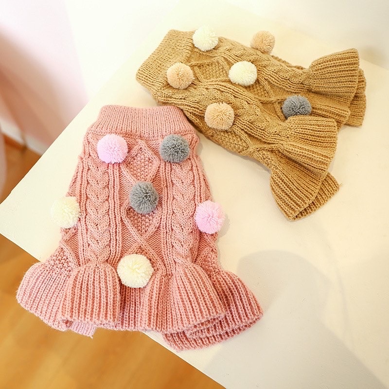 Korea POMPOM sweater dress