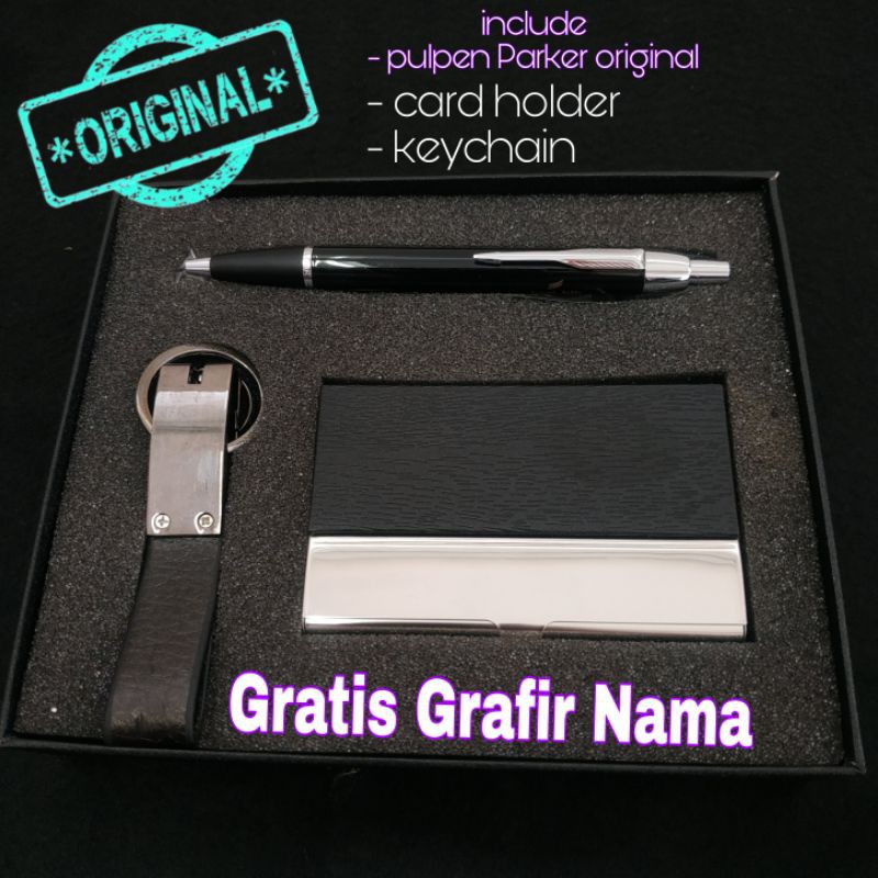 

giftset 3 in 1 mewah dengan pulpen Parker original gratis Grafir nama