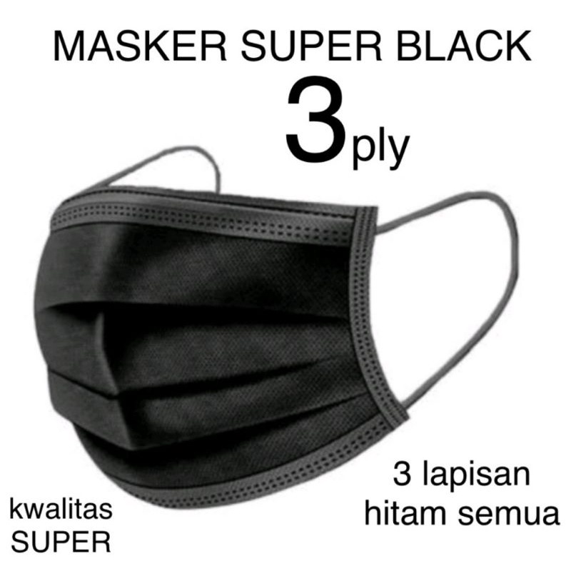 MASKER 3PLY HITAM / MASKER 3 PLY DISPOSABLE FACE MASK MASKER HITAM