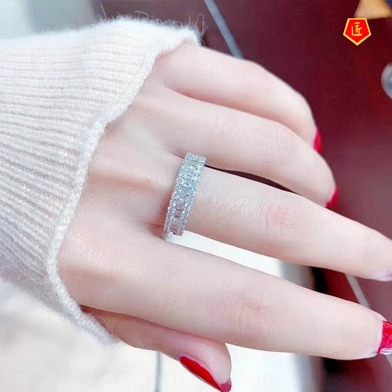 [Ready Stock]Simple Personality Single Row Full Diamond Ring