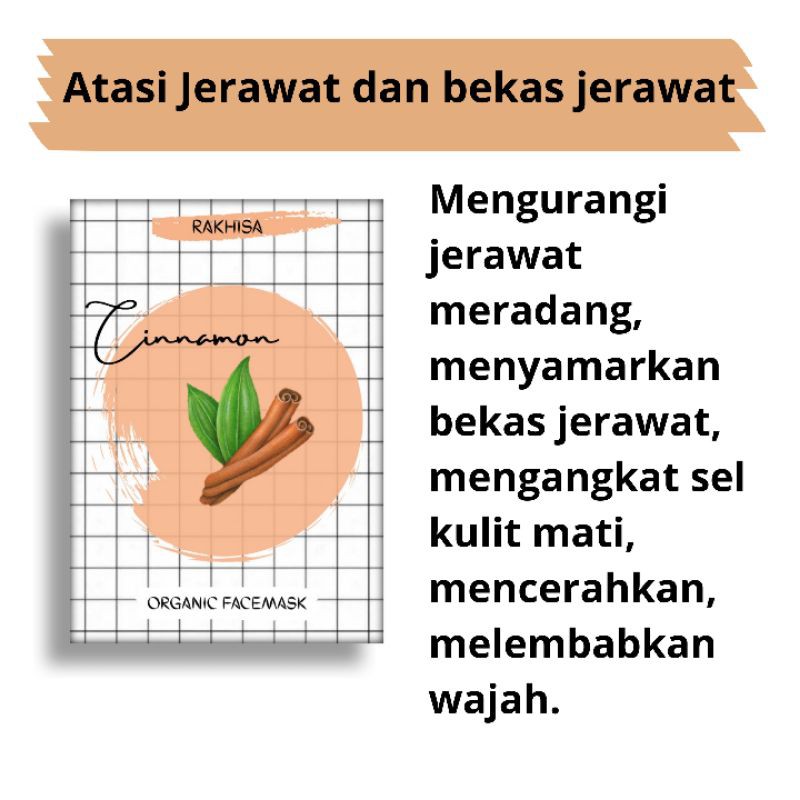 MASKER WAJAH ORGANIK 20gr 12 varian-Kayu manis