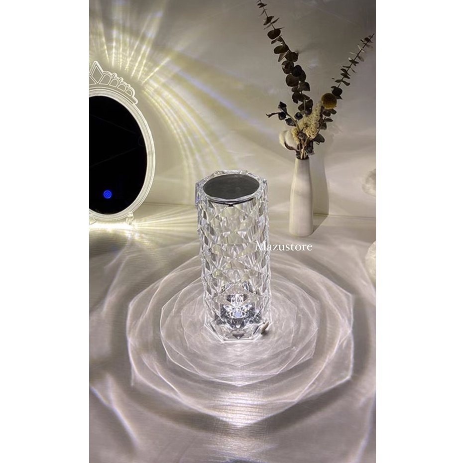 Rose  diamond table lamp usb charing touch RGB 16WARNA  Crystal Table Lamp Diamond Crystal USB Night Lamp Bedside