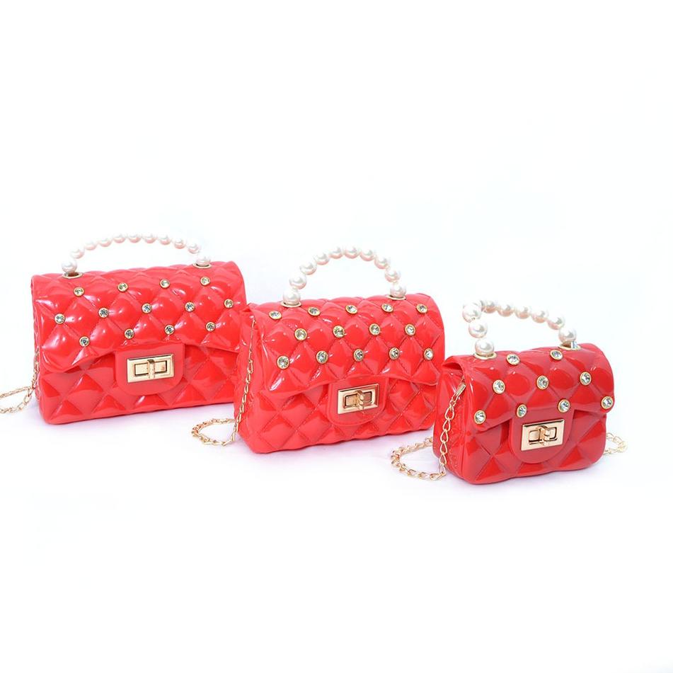 ✷ Tas jelly glossy permata mutiara / Tas selempang wanita jelly / Tas jelly 3 Ukuran Besar Sedang Ke