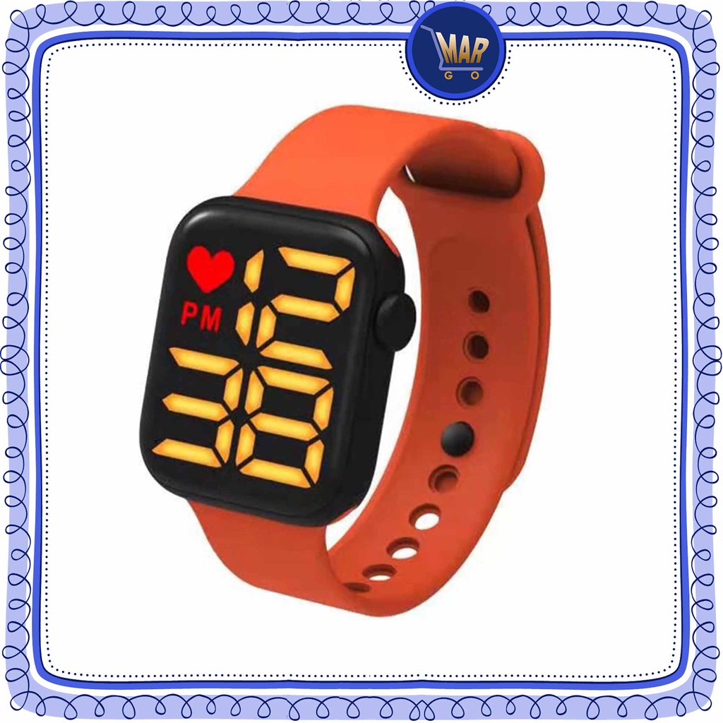 Jam Tangan LED Digital Rubber Jam Tangan Tali Karet-Orange