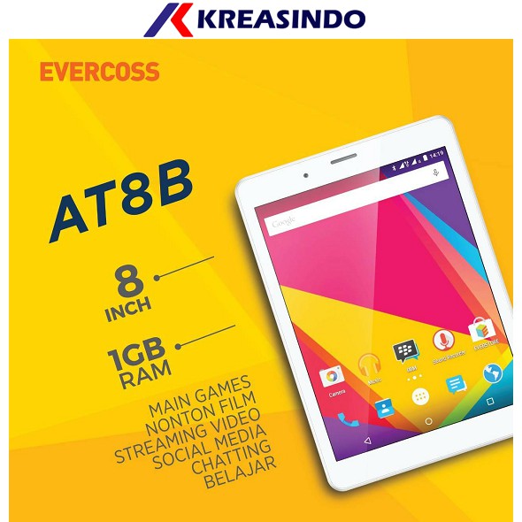 Tablet Evercoss AT8B 8 Inch 8" Ram 1gb Garansi Resmi