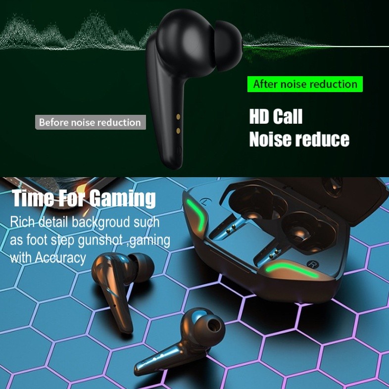 TWS X15 earphone Bluetooth GAMING Low Delay stereo HIFI BASS wireless music telpon headset mic Apro366