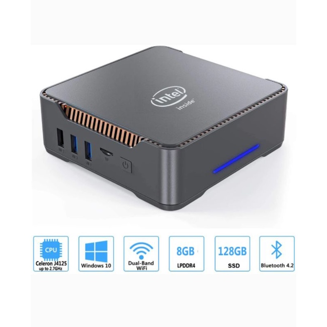 Mini PC GK3V 8+128GB SSD J4125 Triple Display HDMI VGA Windows 10 PRO