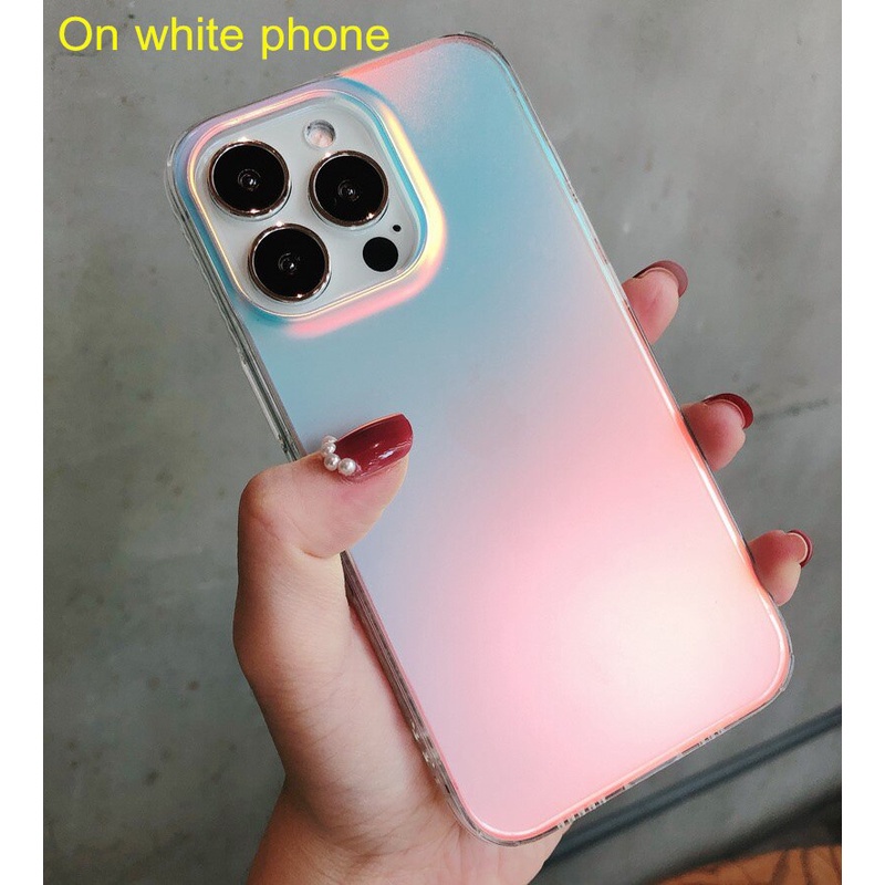 Soft Case TPU Transparan Gradasi Laser Cover iPhone 11 12 13 Pro Max XR X XS Max 7 8 Plus