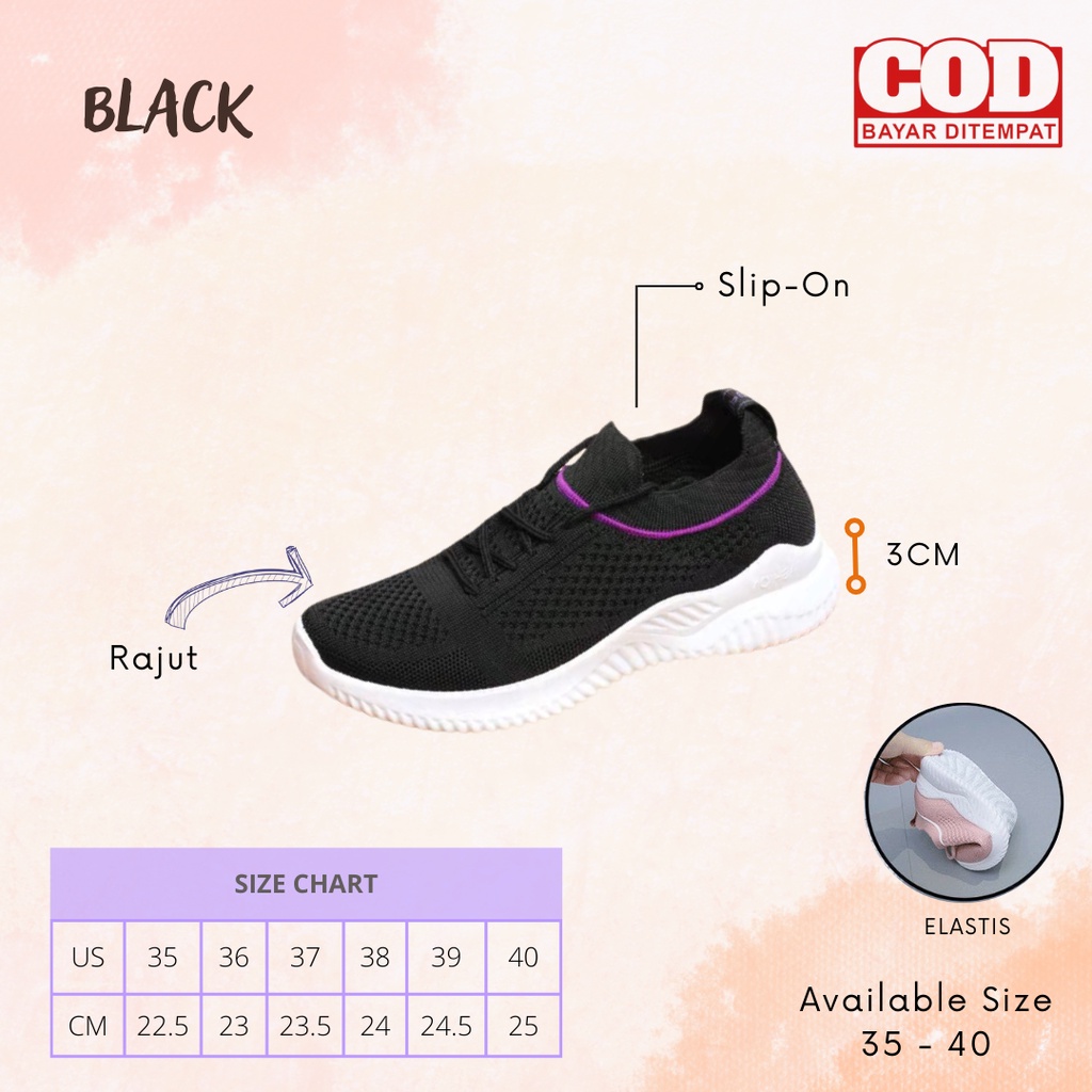 Sepatu Hana Sneakers Kanvas Wanita Casual Import Sport Shoes Original