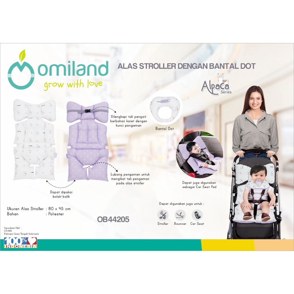 Omiland Alas Stroller / Bouncer / Car Seat + Bantal Dot Bahan Lembut Motif Alpaca Series - OB 44201-4