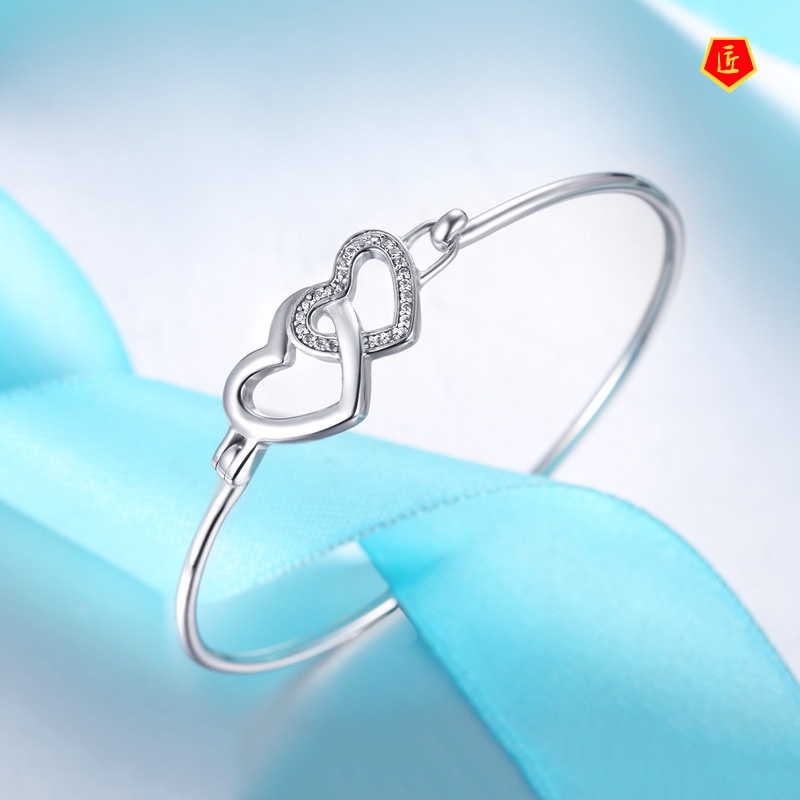 [Ready Stock]Fashion Elegant Heart-Shaped Silver Bracelet