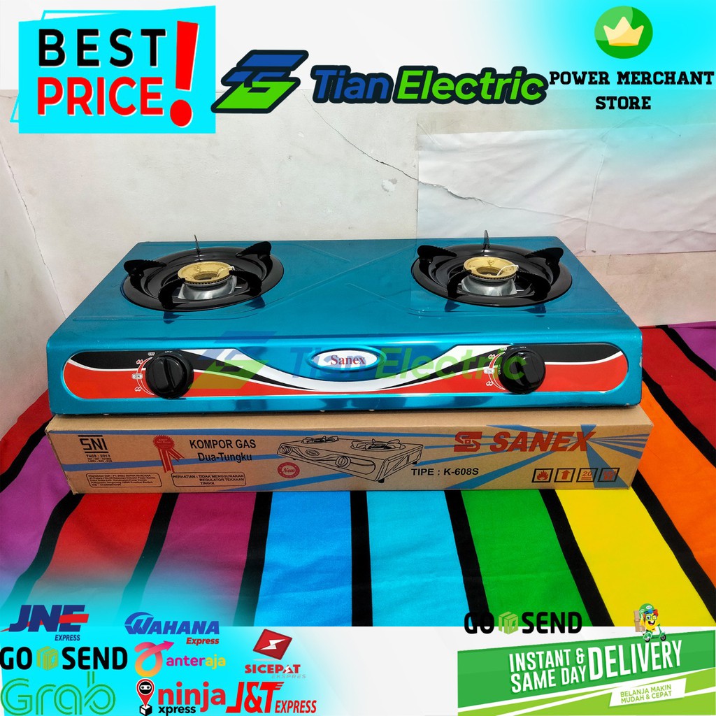 SANEX K-608S Kompor Gas 2 Tungku Stainless Steel
