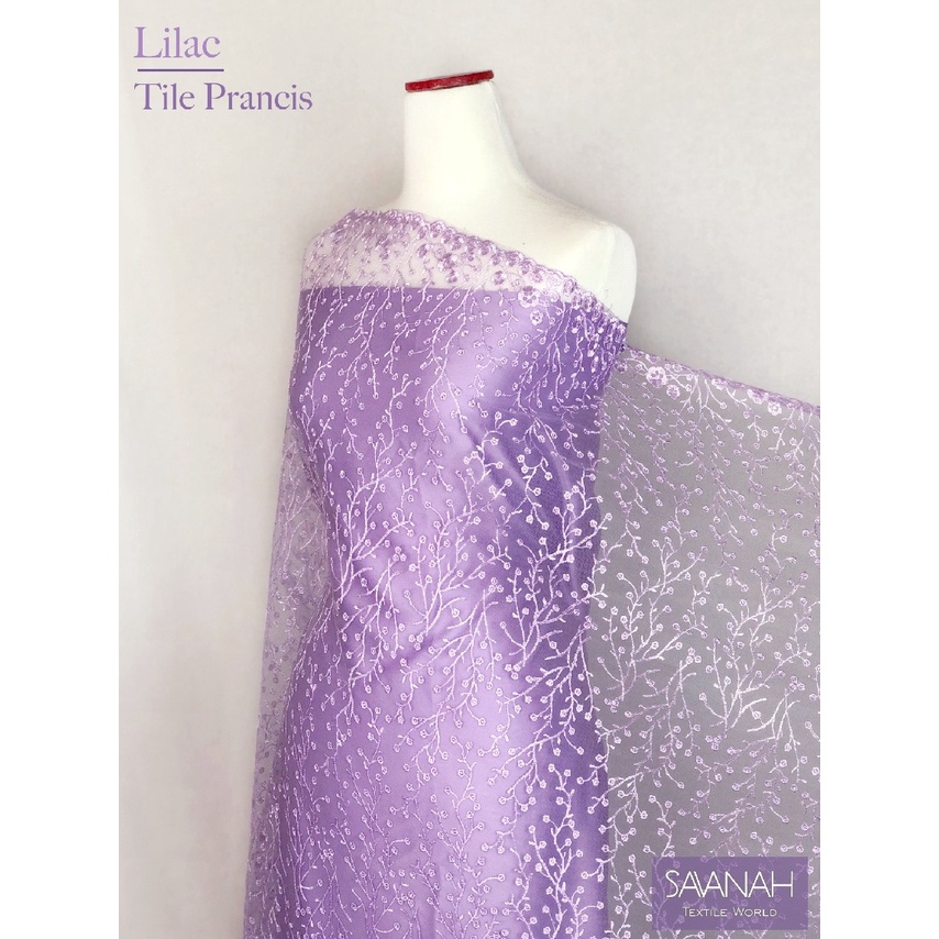 1/2 meter Bahan Kain Brokat / Brukat Warna Lilac