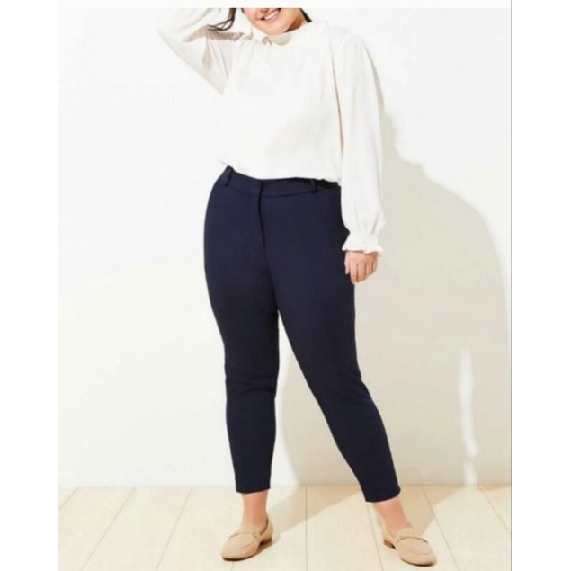 LOFT PLUS MARISA SKINNY NAVY PANTS
