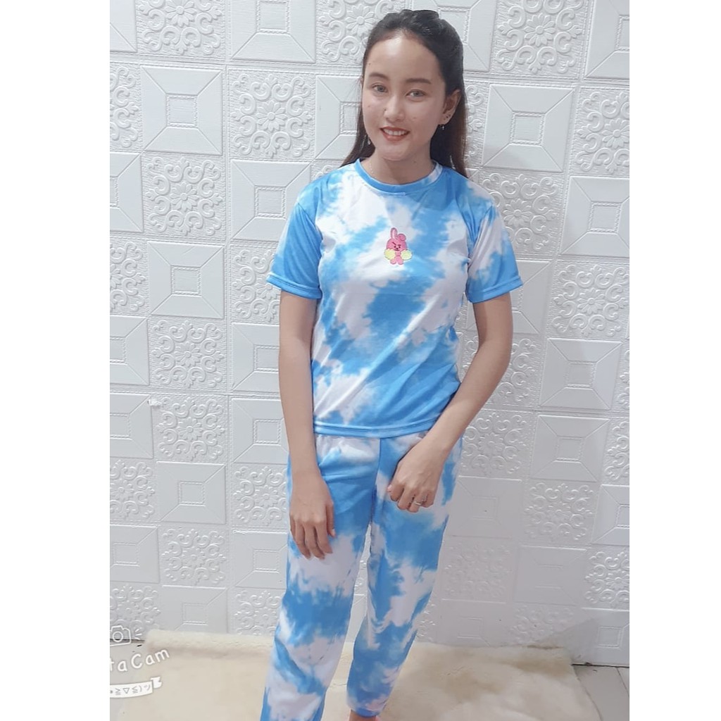 Rillo - Set Setelan CP  Wanita Tie Dye / Cotton Candy bordir Fit XL