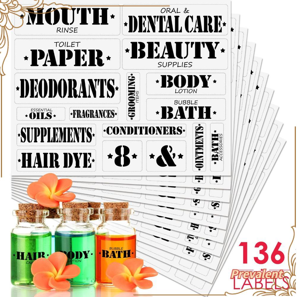 136pcs Stiker Label Kosmetik Model Transparan Untuk Kamar Mandi
