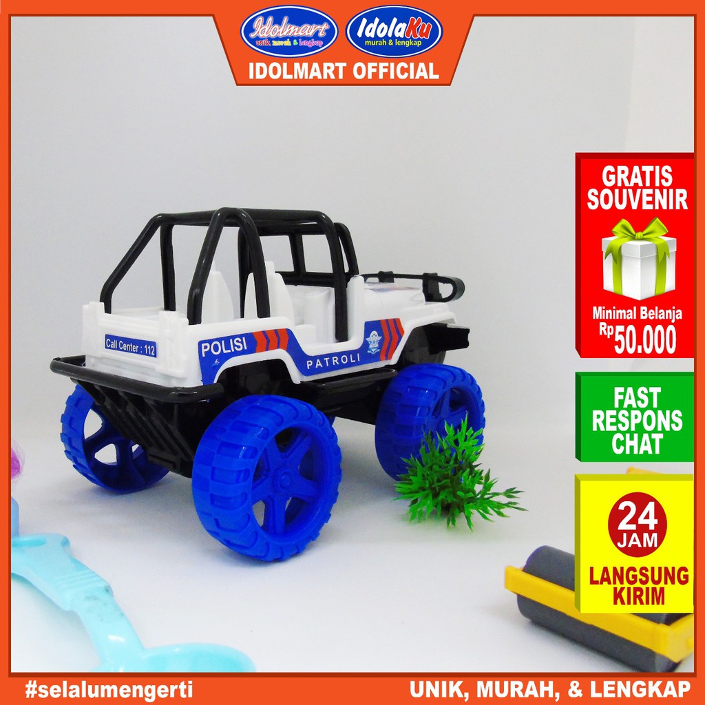 IDOLAKU Maianan Anak Mobil Jeep Big foot police / Mainan SNI rkc02051-2