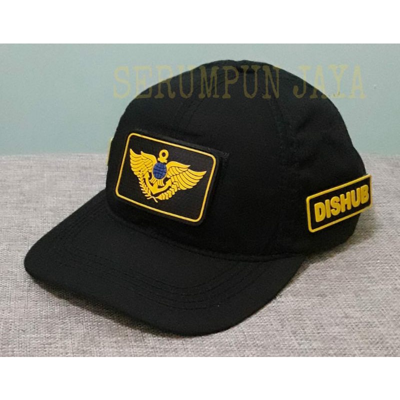 TOPI DISHUB HITAM - TOPI DISHUB VELCRO HITAM 3 PATCH