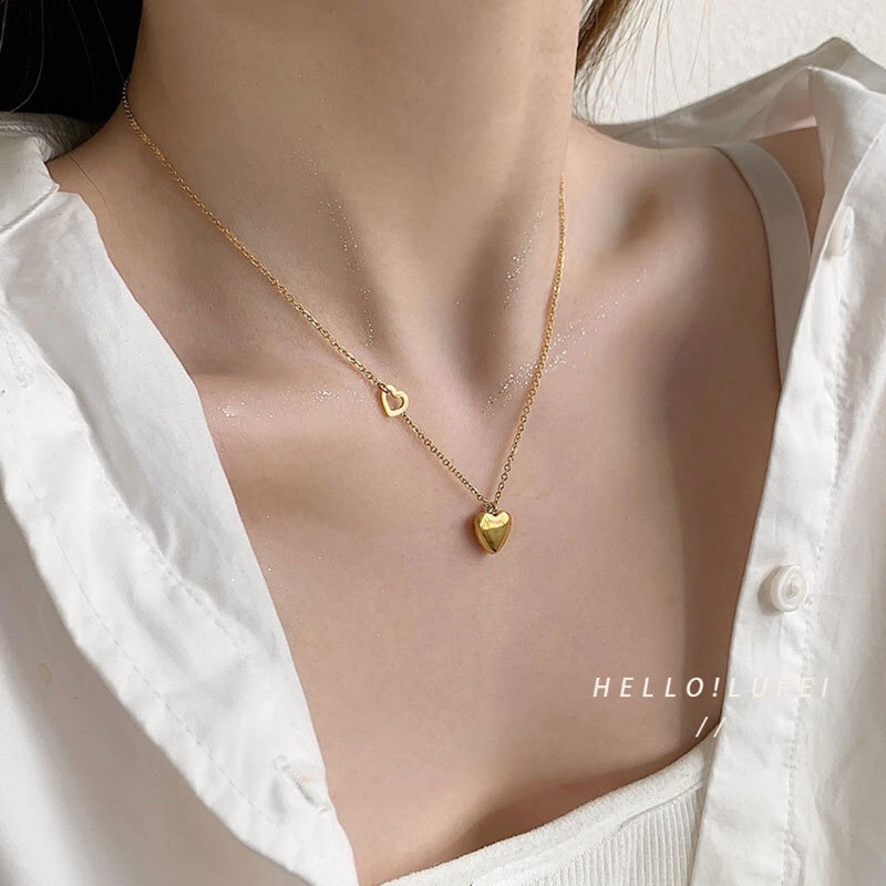 Kalung Titanium Love Korea Fashion Trending Vintage Style Premium