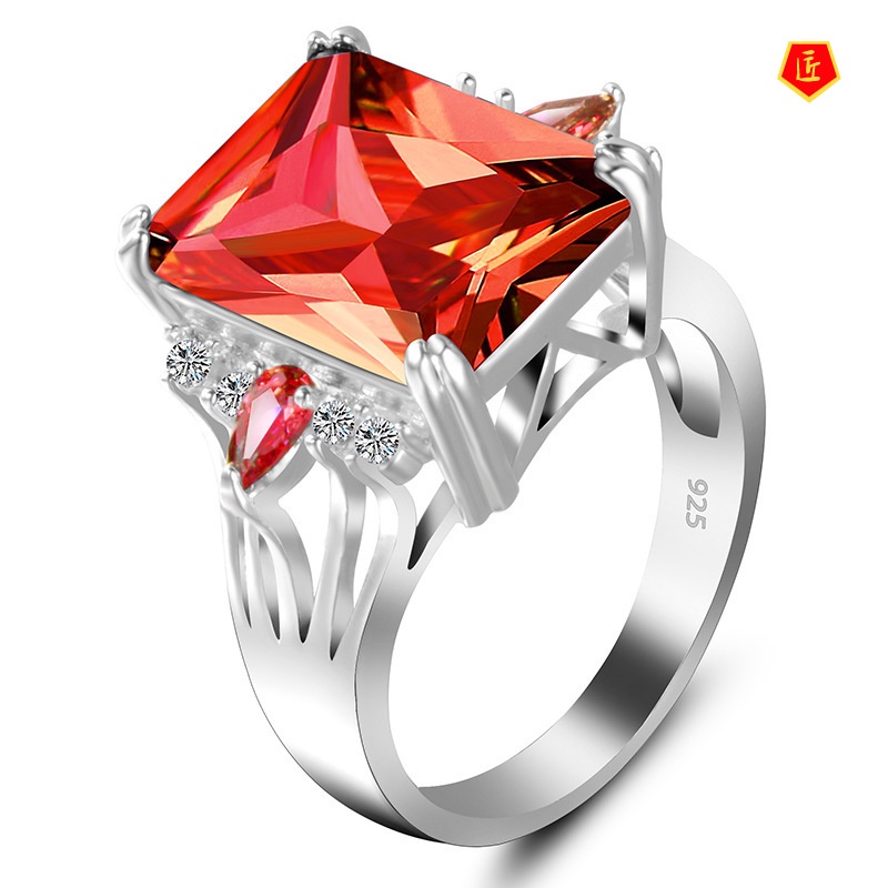 [Ready Stock]Exotic Colored Gemstone Ring Simple and Stylish