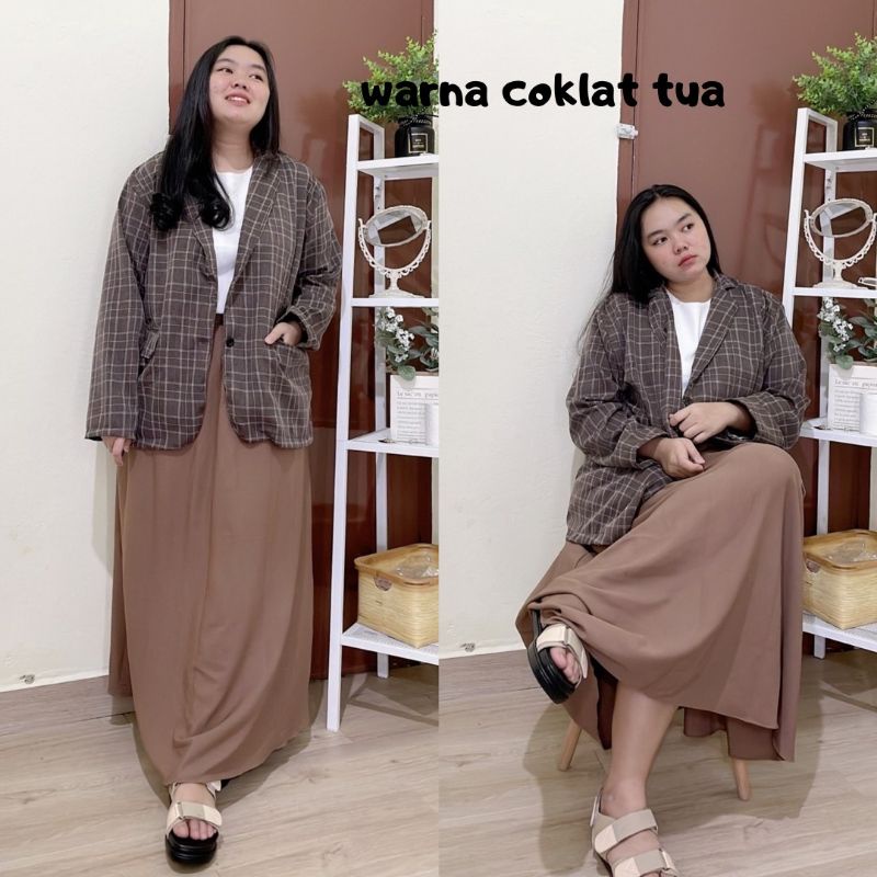 BLAZER MOTIF KOTAK-KOTAK JUMBO BIG SIZE OVERSIZE KOREAN STYLE LD 130CM