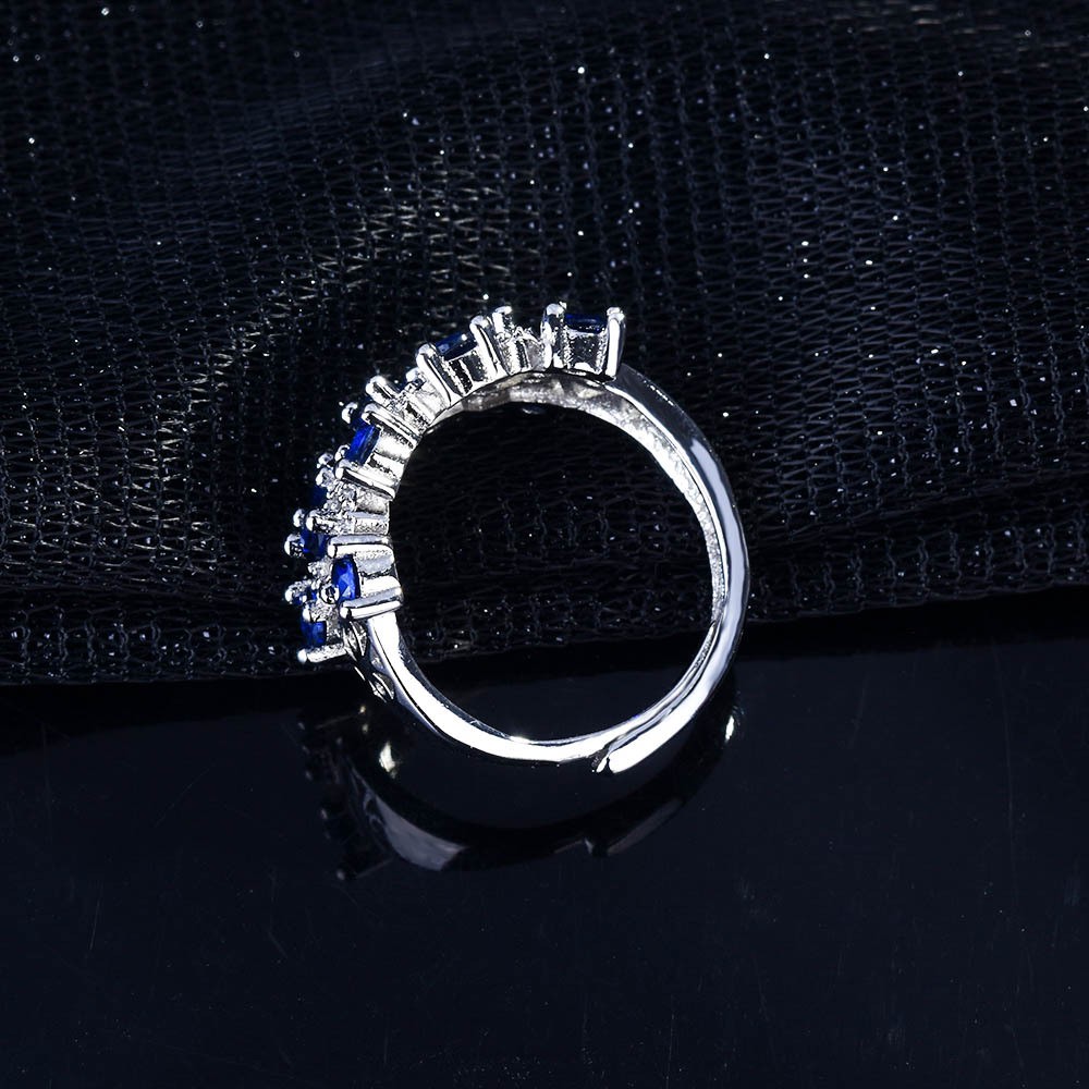 Cincin Perak 925 untuk Wanita Fashion Cincin Pt950 Platinum Biru Batu Permata Adjustable Perhiasan