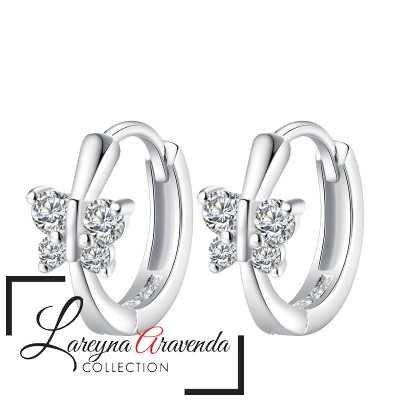 Anting Wanita Perak S925 Model Butterfly Kristal Crystal AT026