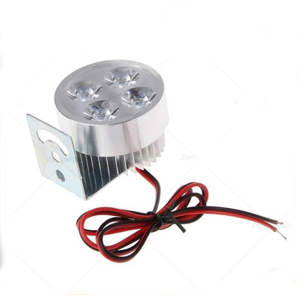 [BISA COD] Lampu Tembak Sorot LED Spion Motor Cree 4 Mata 12W 12V-24V Spotlight Tembus Kabut Hujan Aki Accu