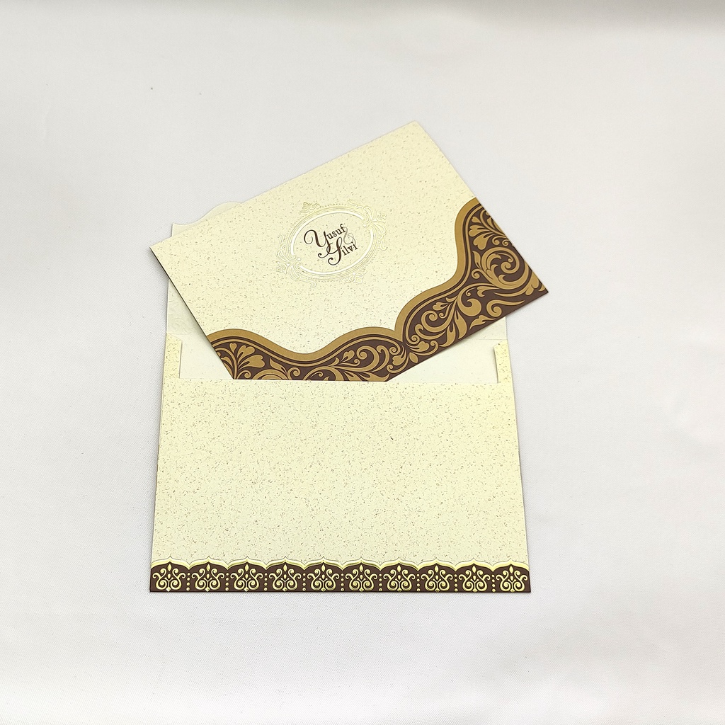 Undangan Amplop Ukiran Emboss Gold Ornament Desain Erba 88200