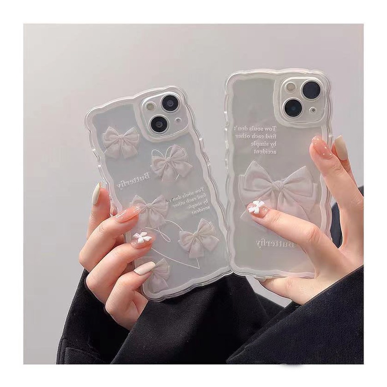 Soft Case Silikon TPU Transparan Aksen Pita Untuk Iphone 13 12 Mini 11 10 Pro XS Max X XR 8 7 6 6S Plus