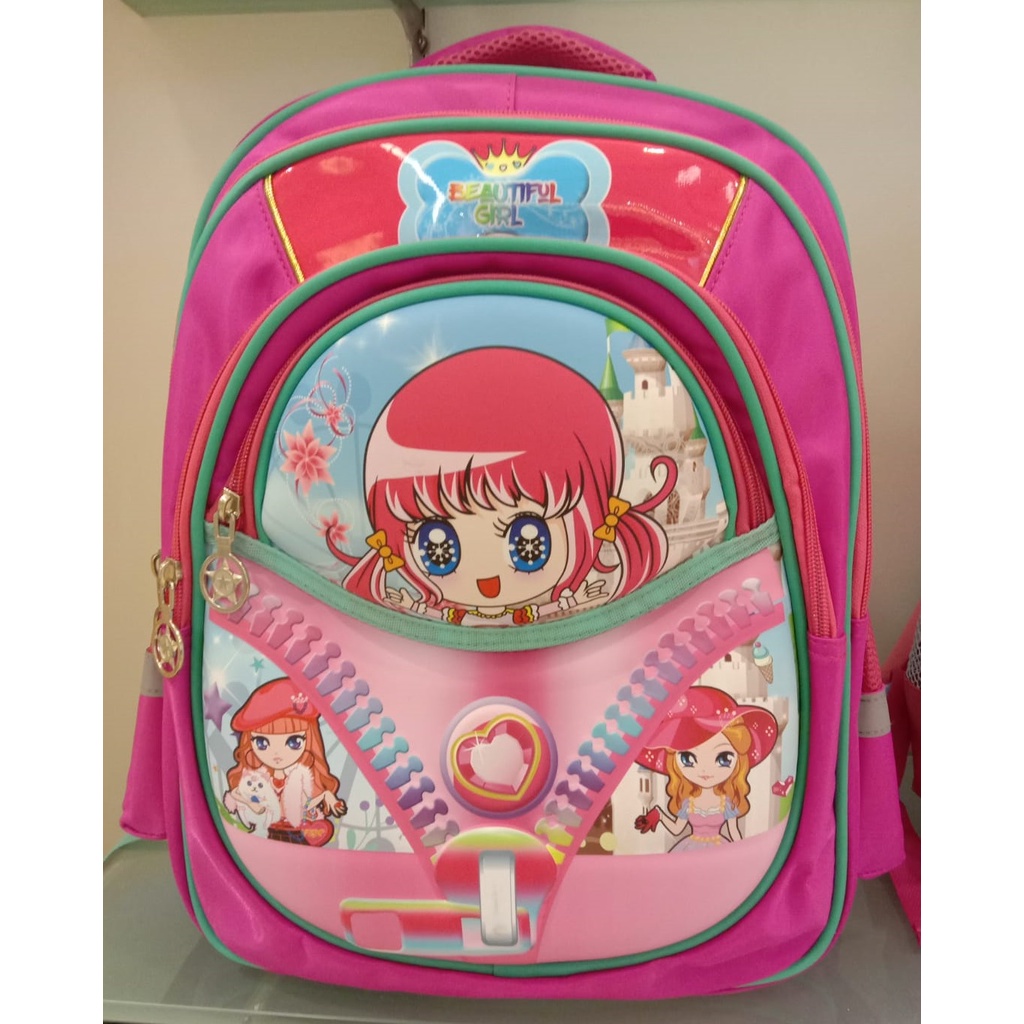 TAS RANSEL ANAK BEAUTIFUL GIRL MERK PINK KISS BY ELIZABETH