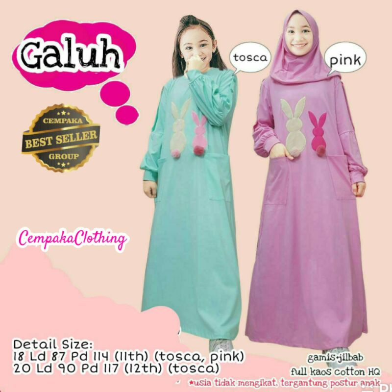 GALUH BY CEMPAKA CLOTHING||GAMIS+JILBAB FULL KAOS COTTON