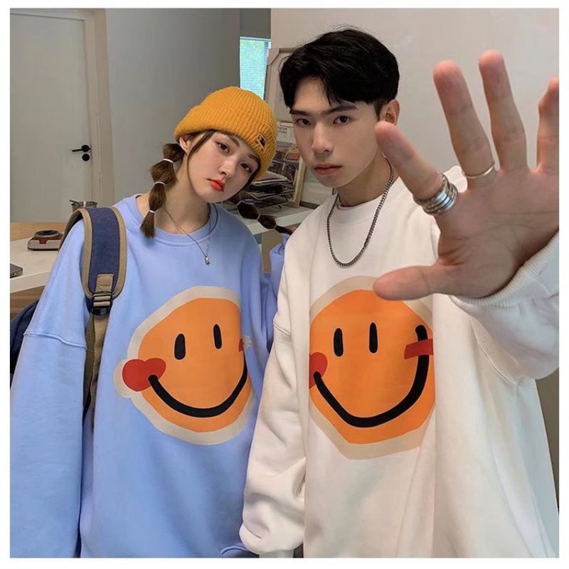 Sweater Smile Smiley ( S - 6XL ) Creewneck Korean Harajuku Style BIGSIZE Cute Happy Unisex Oversize Sweatshirt