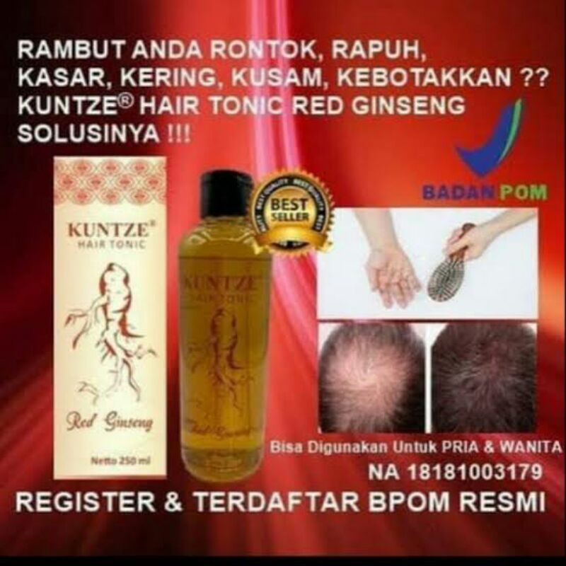 PENUMBUH RAMBUT KUNTZE RED GINSENG HAIR TONIC ORIGINAL BPOM