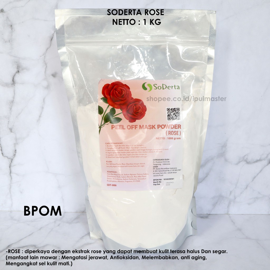 Soderta Peel Off Mask 500 g Masker Klinik Bubuk Rubber Jelly BPOM