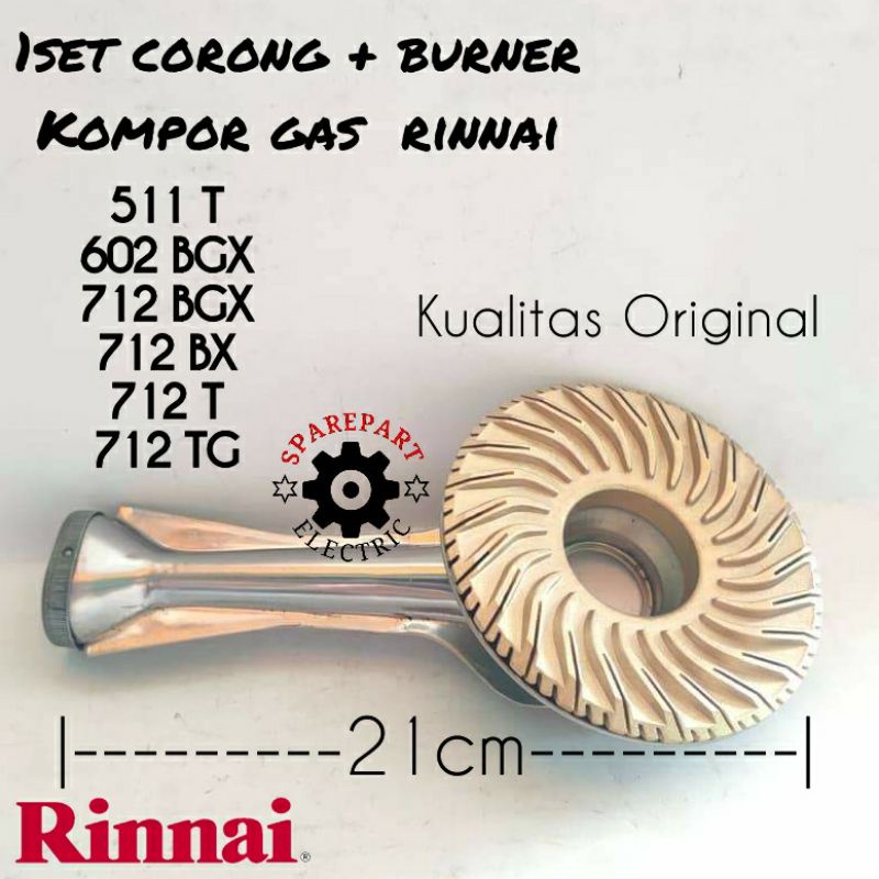 CORONG + BURNER ORIGINAL KOMPOR GAS RINNAI 602 712 BGX / 511T 712T