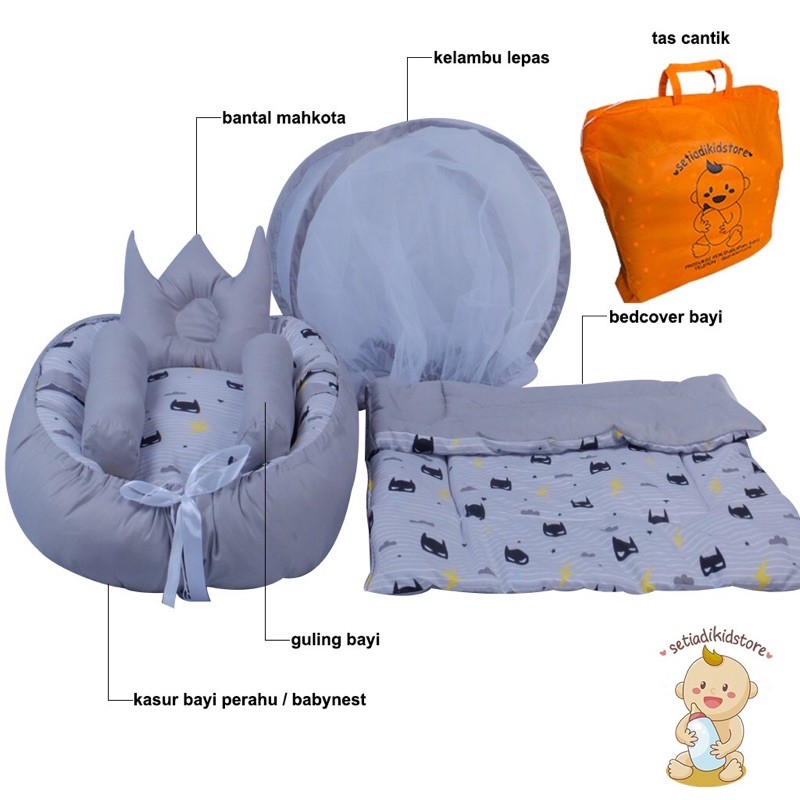 KASUR BAYI BABY NEST SET BEDCOVER FREE GULING &amp; TAS CANTIK