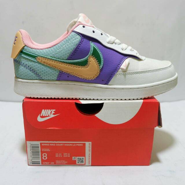 Nike court vision lo white purple green