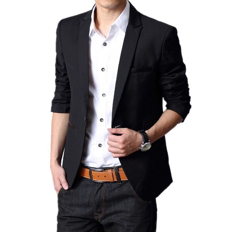 BLAZER SLIMFIT PRIA WARNA HITAM DAREL BLACKSTYLE SINGLE BUTTON ORIGINAL HIGH TWIST NIKAYU