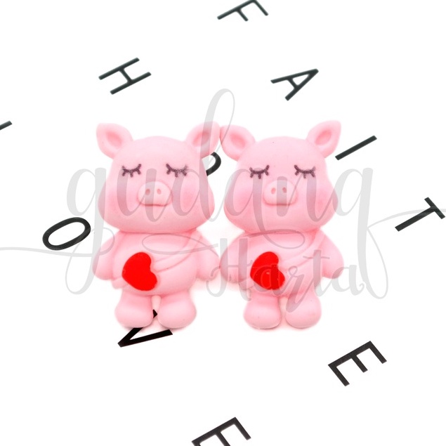 Anting Stud Heart Bag Pig Earrings Motiif Hewan Babi Lucu GH 203377