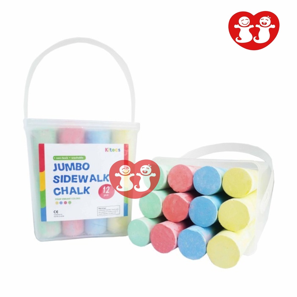 

Kitecs Jumbo Sidewalk Chalk Non-Toxic Washable Kapur Tulis Warna Jumbo 4 colors set of 12pcs