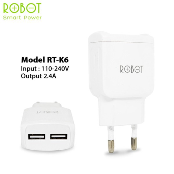 Batok Charger Robot RT-K6 2 USB Original Fast Charging 2,4A PER PCS