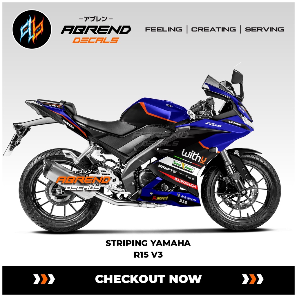 Striping Yamaha R15 V3 Rnf Withu / Stiker Motor R15 V3 / Stock Decals