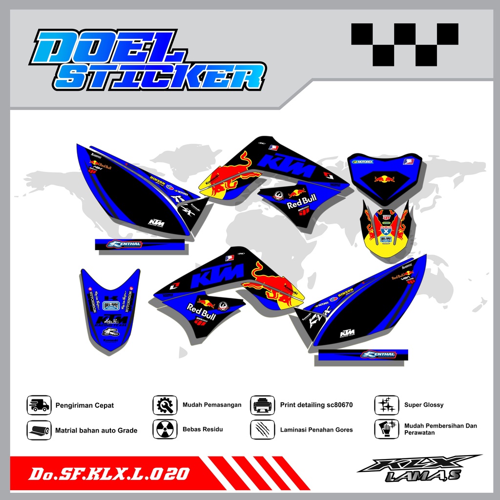 Sticker Striping Honda KLX L , S Lama List Variasi Hologram , Crome Doel 020