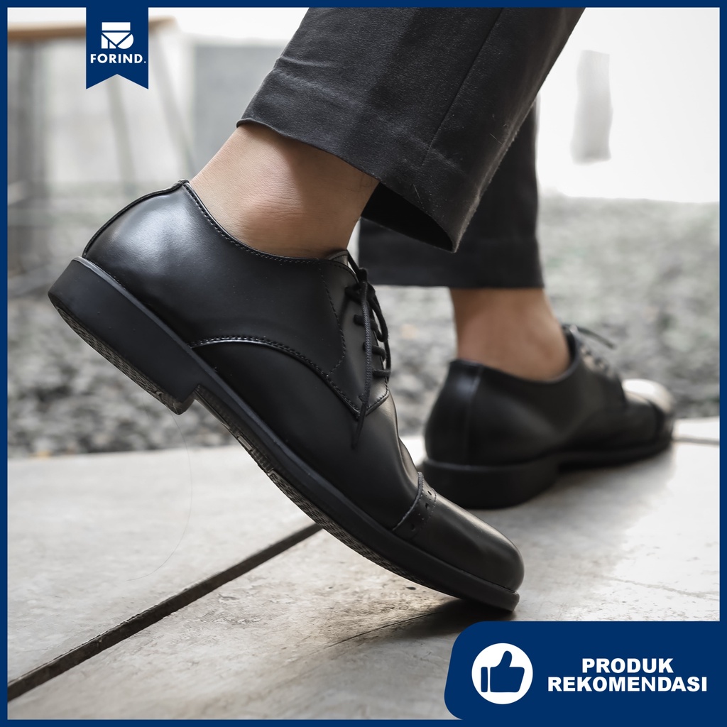 Derby Captoe Black | Sepatu Pantofel Formal Kerja Kuliah Pria Cowok Men Lokal Ori | FORIND x Worka