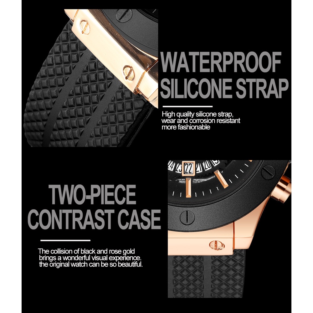 Jam tangan pria Vavavoom 215 Original Strap Silicone Kalender Quartz Move Anti air